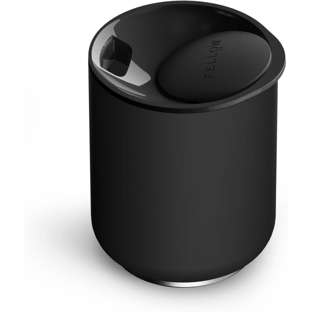 imageFellow 10 oz Rocky Lowball Tumbler  Insulated Stainless Steel Whiskey and Cocktail Tumbler with Ceramic Interior and Swivel Pebble Lid Matte BlackMatte Black