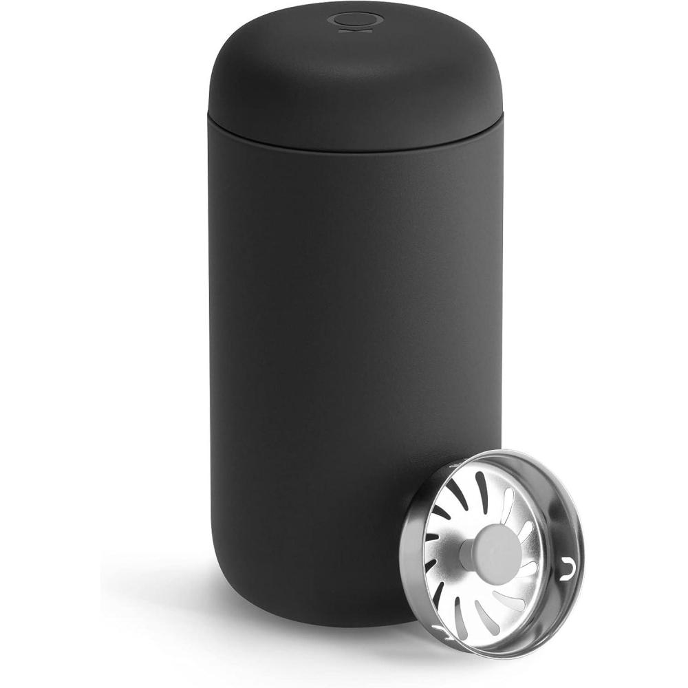 imageFellow 12 oz Carter Move Travel Mug  VacuumInsulated Stainless Steel Travel Coffee Mug  Coffee Tumbler with Ceramic Interior and Splash Guard  Warm PinkMatte Black