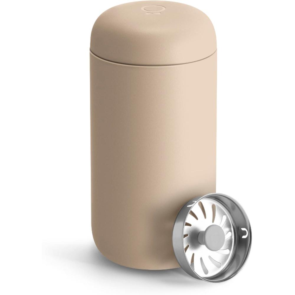 imageFellow 12 oz Carter Move Travel Mug  VacuumInsulated Stainless Steel Travel Coffee Mug  Coffee Tumbler with Ceramic Interior and Splash Guard  Warm PinkSand Dune