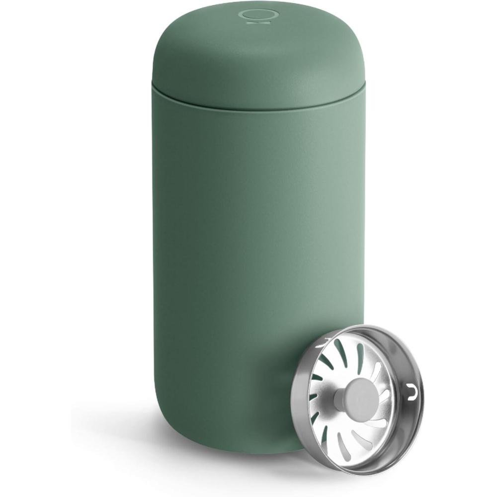 imageFellow 12 oz Carter Move Travel Mug  VacuumInsulated Stainless Steel Travel Coffee Mug  Coffee Tumbler with Ceramic Interior and Splash Guard  Warm PinkSmoke Green