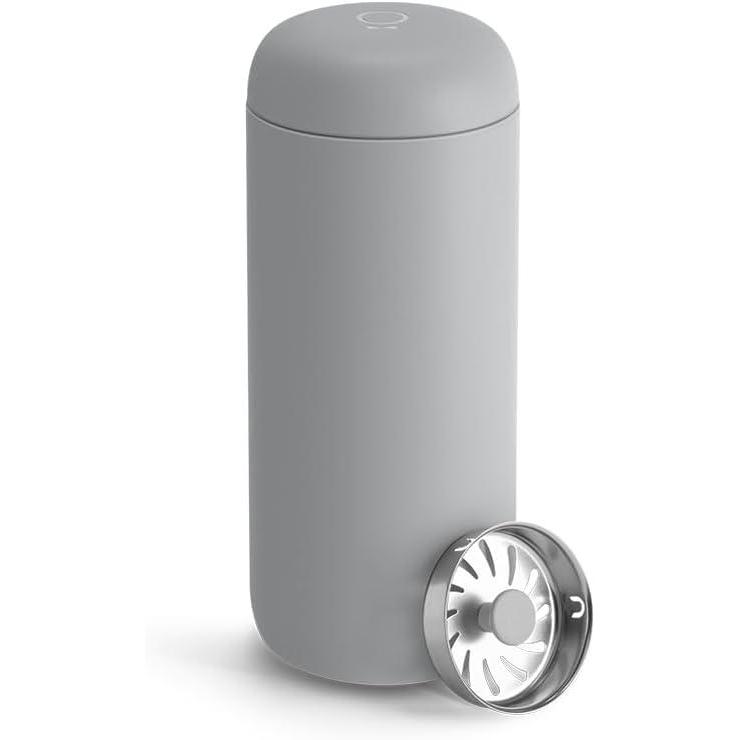 imageFellow 16 oz Carter Move Travel Mug  VacuumInsulated Stainless Steel Travel Coffee Mug  Coffee Tumbler with Ceramic Interior and Splash Guard  RedMatte Grey