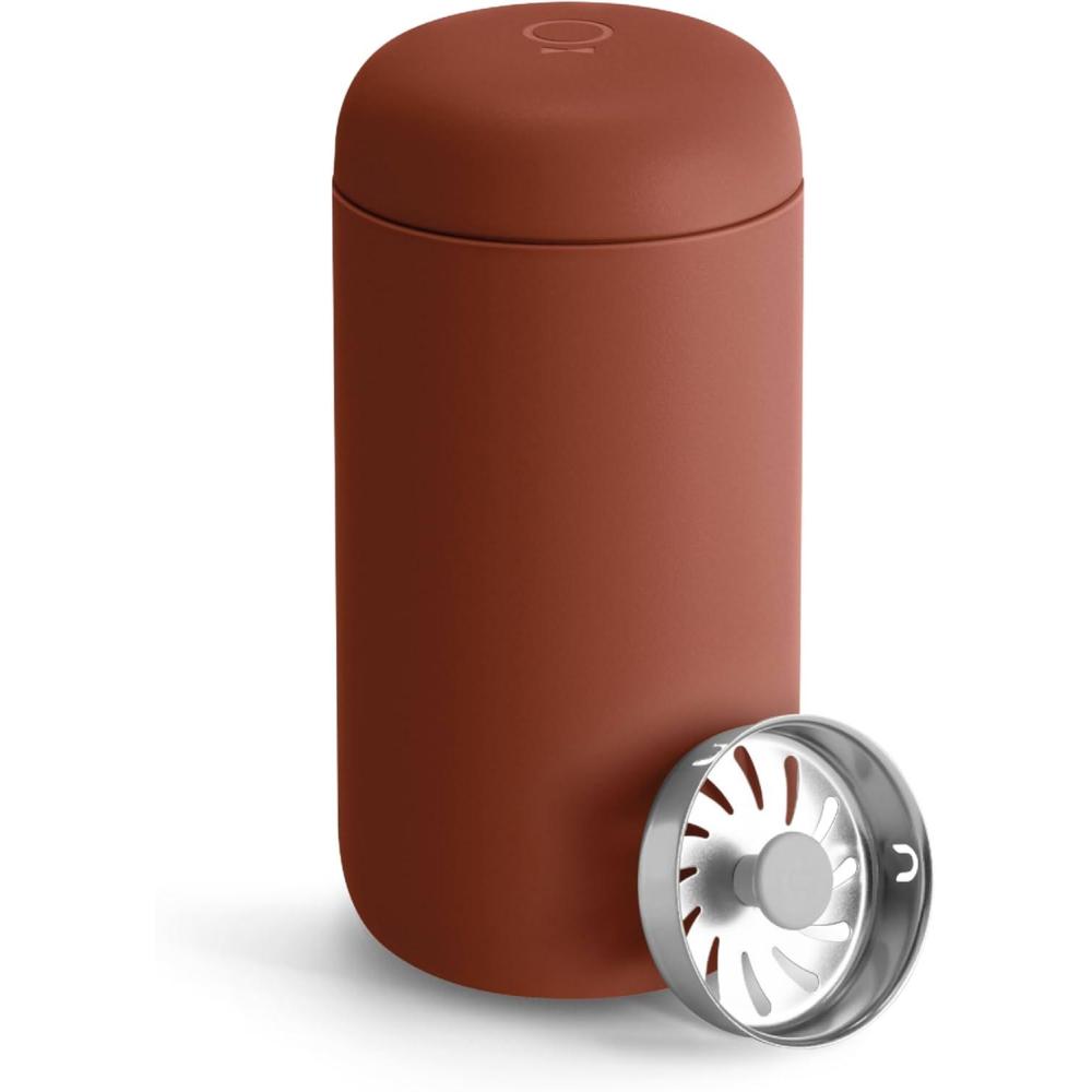 imageFellow 16 oz Carter Move Travel Mug  VacuumInsulated Stainless Steel Travel Coffee Mug  Coffee Tumbler with Ceramic Interior and Splash Guard  RedSienna