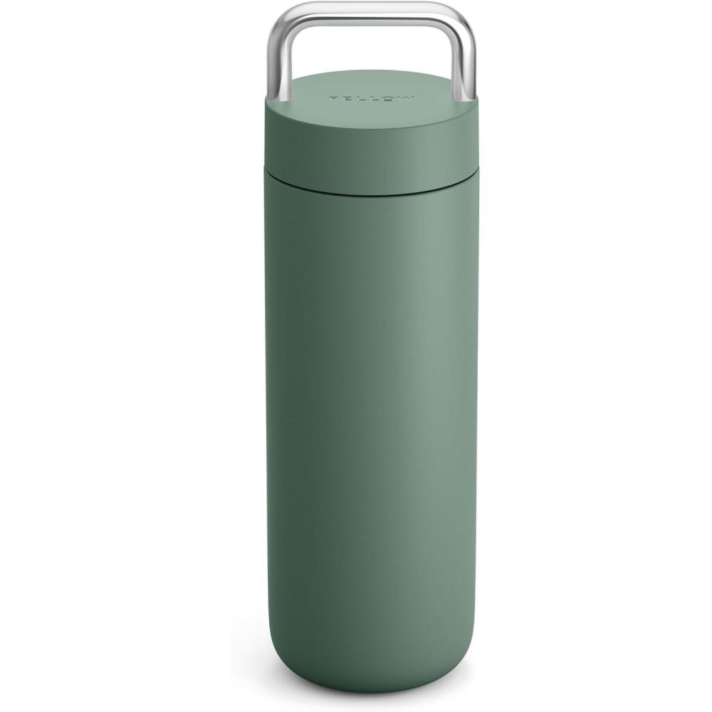 imageFellow 20 oz Carter Carry Water Bottle  LeakProof Lid Vacuum Insulated Stainless Steel Tumbler Keeps Heat for 12 HoursStays Cold for 24 Hours Stainless Steel Handle Dishwasher Safe Stone BlueSmoke Green