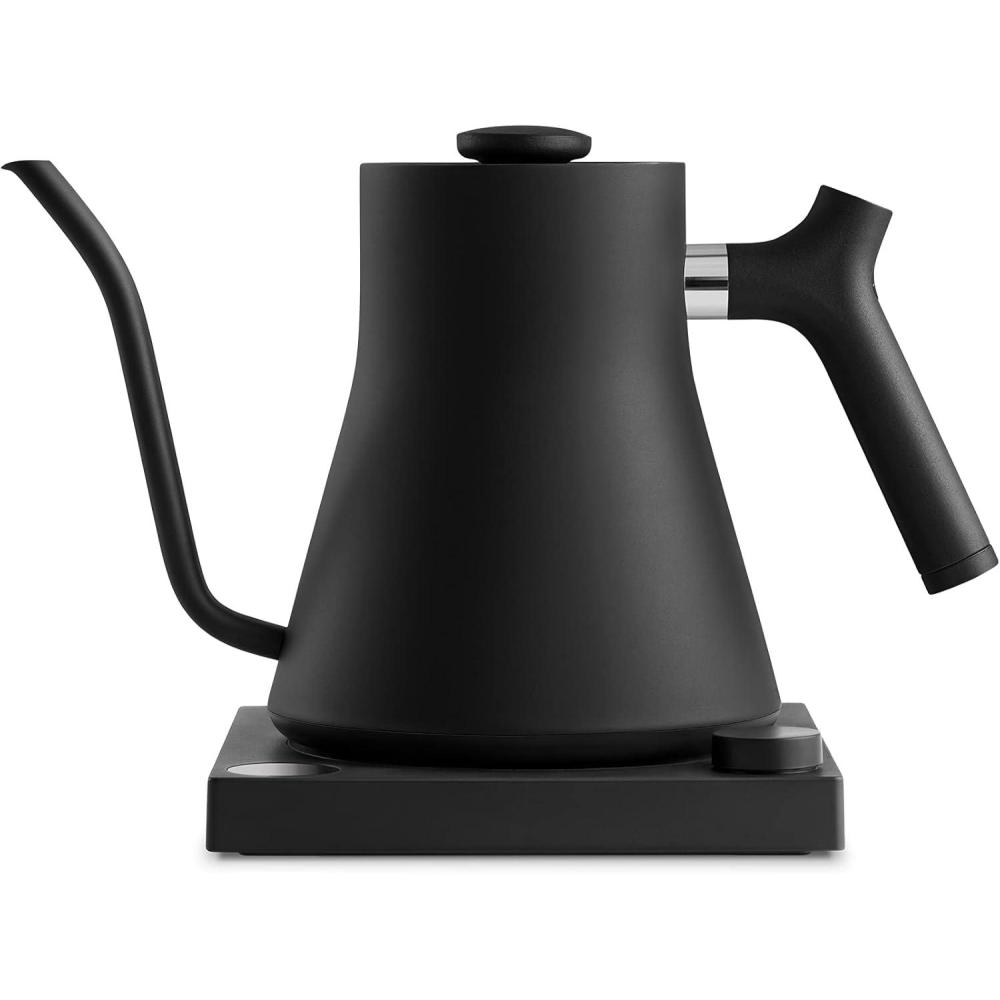 imageFellow Stagg EKG Pro Studio Edition Electric Gooseneck Kettle PourOver Coffee Tea Quick Heating Precise Temperature Control Scheduling Builtin Brew TimerMatte Black with Walnut Handle 09 LMatte Black