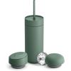 Fellow 16 oz Carter Bundle (3 in 1) Travel Mug with Slide-Lock, Move & Cold Lids with Straw – To-Go Coffee Tumbler, Ceramic Interior & Vacuum-Insulated Stainless Steel – Coffee Cups-Matte Black(Smoke Green)