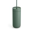 Fellow 16 oz Carter Cold Tumbler – Spill-Resistant Straw Lid, Stainless Steel Vacuum-Insulated Cup with Ceramic Interior and Reusable Straw for Cold Drinks,Fits Cup Holders,Dishwasher Safe,Matte Grey(Smoke Green)