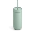Fellow 16 oz Carter Cold Tumbler – Spill-Resistant Straw Lid, Stainless Steel Vacuum-Insulated Cup with Ceramic Interior and Reusable Straw for Cold Drinks,Fits Cup Holders,Dishwasher Safe,Matte Grey(Mint Chip)