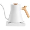 Fellow Stagg EKG Pro Electric Gooseneck Kettle – Pour-Over Coffee and Tea Pot, Stainless Steel, Quick Heating, Desert Rose with Maple Wood Handle, 0.9 Liter(Matte White with Maple Wood Handle)