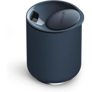 Fellow 10 oz Rocky Lowball Tumbler – Insulated Stainless Steel Whiskey and Cocktail Tumbler with Ceramic Interior and Swivel Pebble Lid (Matte Black)(Stone Blue)