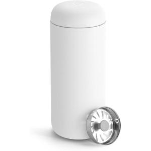 Fellow 16 oz Carter Move Travel Mug – Vacuum-Insulated Stainless Steel Travel Coffee Mug – Coffee Tumbler with Ceramic Interior and Splash Guard – Red(Matte White)