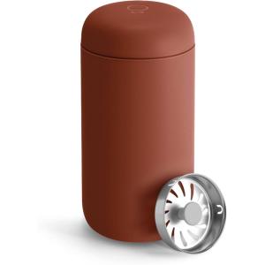 Fellow 16 oz Carter Move Travel Mug – Vacuum-Insulated Stainless Steel Travel Coffee Mug – Coffee Tumbler with Ceramic Interior and Splash Guard – Red(Sienna)