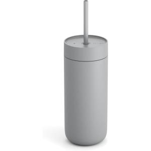 Fellow 20 oz Carter Cold Tumbler – Spill-Resistant Straw Lid, Stainless Steel Vacuum-Insulated Cup with Ceramic Interior and Reusable Straw for Cold Drinks, Fits Cup Holders,Dishwasher Safe,Matte Grey(matte-grey)