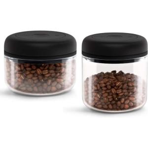 Fellow Atmos Vacuum Coffee Canister & Food Storage Container Bundle – Airtight Coffee and Food Storage Containers – 0.4 L and 0.7 L – Clear Glass