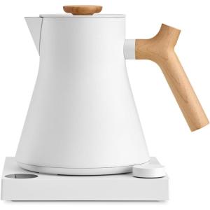 Fellow Corvo EKG Pro Electric Tea Kettle – Quick Heating, Precise Temperature Control Electric Kettle, Scheduling, Built-in Brew Timer for Boiling Water – Matte Black with Walnut Handle – 0.9 Liter(Matte White with Maple Handle)