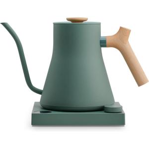 Fellow Stagg EKG Pro Electric Gooseneck Kettle – Pour-Over Coffee and Tea Pot, Stainless Steel, Quick Heating, Desert Rose with Maple Wood Handle, 0.9 Liter(Smoke Green with Maple Wood Handle)