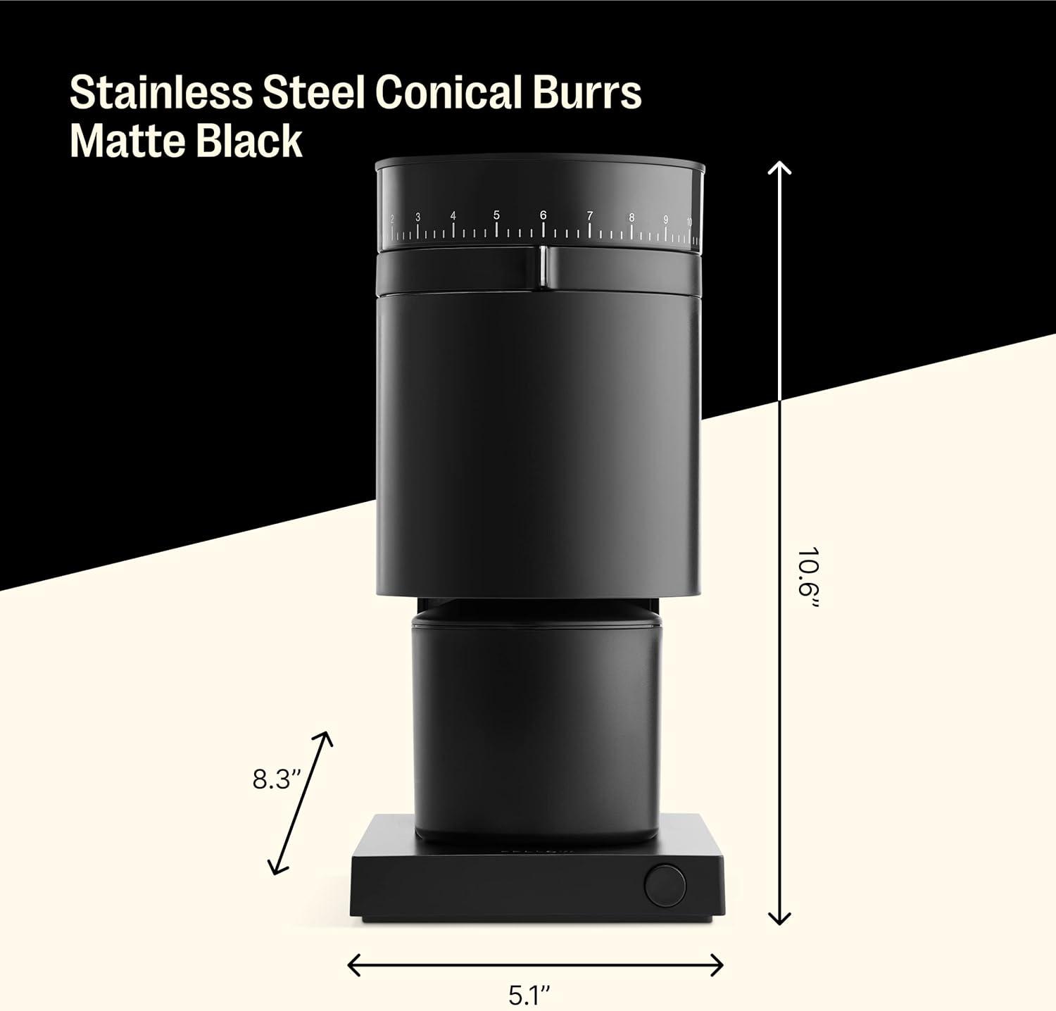 imageFellow Matte Black Coffee Lovers Ultimate Bundle Stagg EKG Electric Gooseneck Kettle Stagg XF PourOver Coffee Maker Set Opus Conical Burr Coffee Grinder