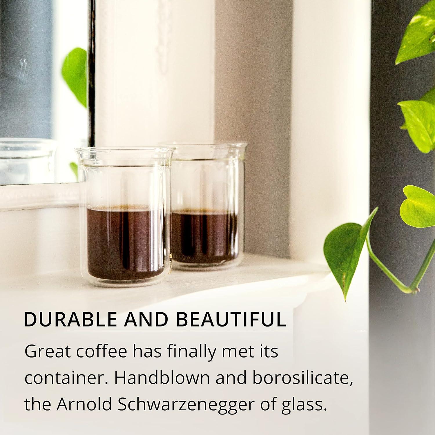 imageFellow Stagg Tasting Glasses for Coffee and Tea Mug  Handblown Borosilicate Glass Insulated Double Wall For Pour Over Mug 10 oz Set of Two