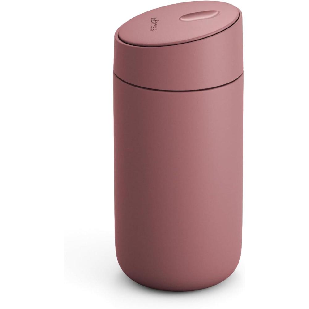 imageFellow 12 oz Carter Slide Travel Mug  OneHanded Slide Lid Vacuum Insulated Stainless Steel Tumbler with Ceramic Interior for Hot and Cold Drinks LeakProof and Dishwasher Safe Stone BlueDesert Rose