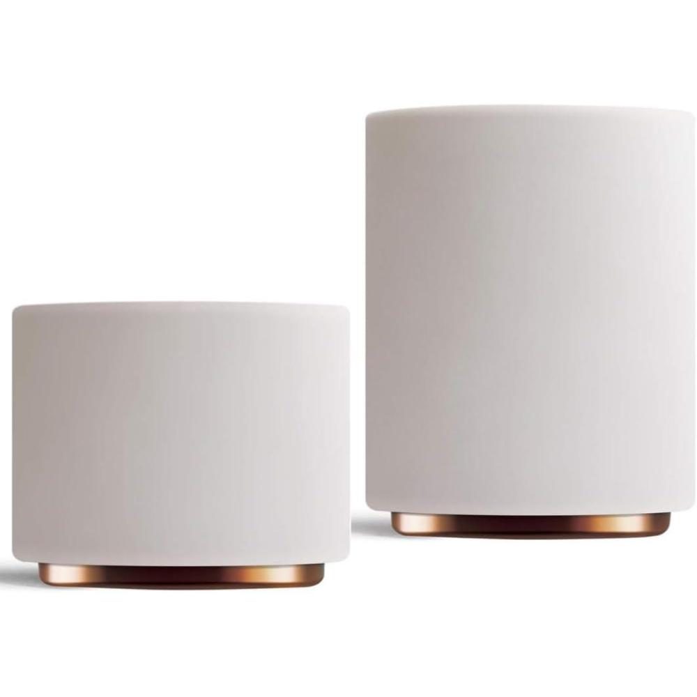 imageFellow Monty Milk Art Cups Bundle Matte White with Copper Base Double Wall Ceramic Cappuccino Mugs 65oz ampamp 11oz Set of 2