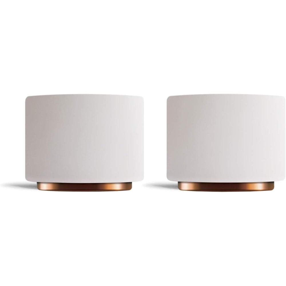 imageFellow Monty Milk Art Espresso Cups  Small Double Wall Ceramic Demitasse Matte White with Copper Base 3 oz Cup Set of 2Matte White