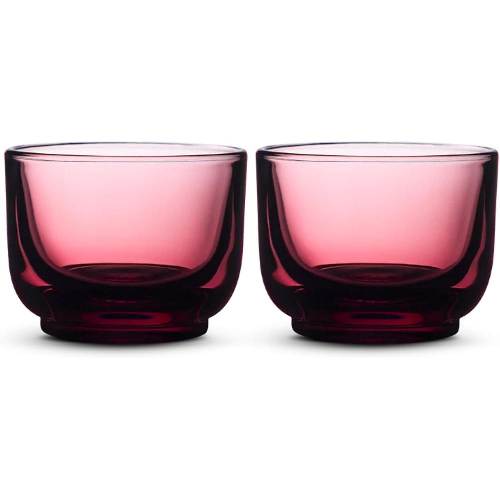 imageFellow Pirch Cortado Glasses 45 oz Artisanal Cups Set of 2 Dishwasher Safe Coffee Glasses for Espresso Drinks ampamp Latte Art  SmokeGarnet