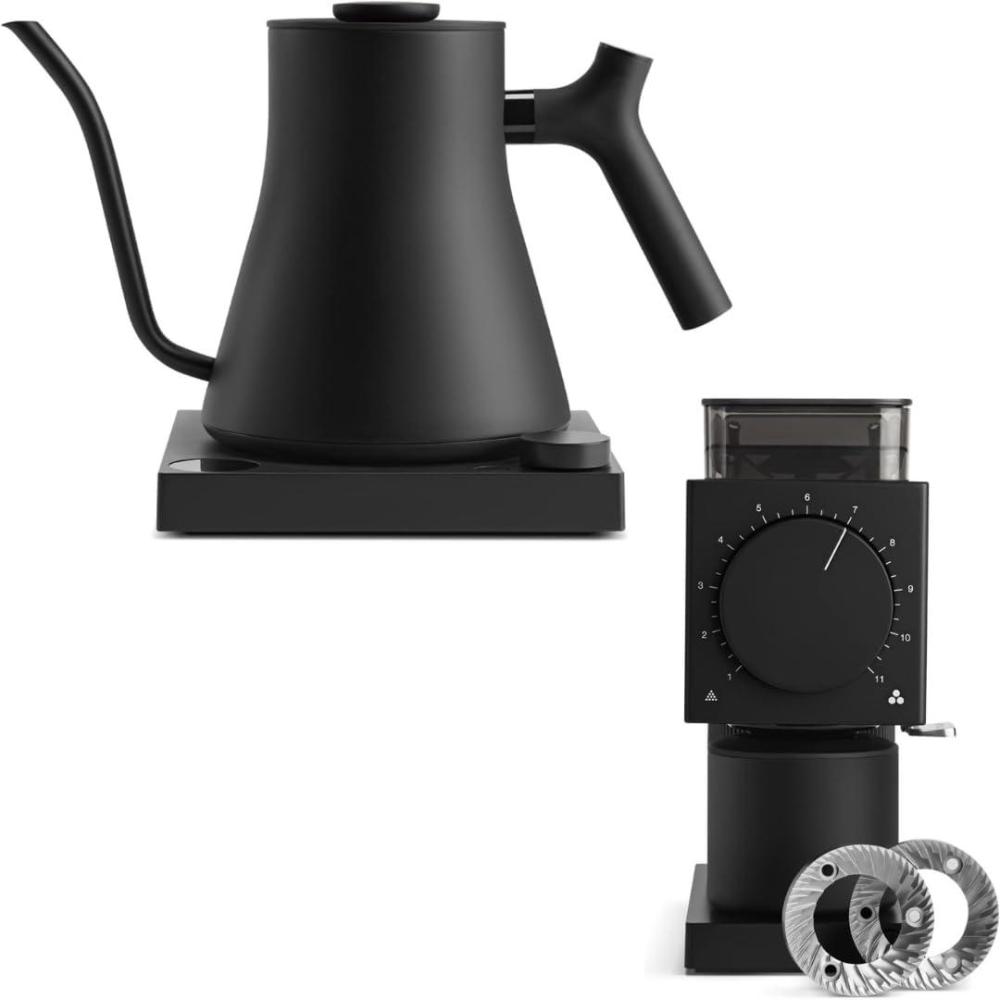 imageMatte Black Coffee Connoisseur Bundle Fellow Stagg EKG Pro Electric Gooseneck Kettle Gen 2 Ode Brew Grinder
