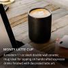 Fellow Monty Milk Art Cups – Double Wall Ceramic Latte Mug, 11 oz – Matte Black & White with Graphite & Copper Base – Set of 2