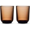 Fellow Pirch Latte Glasses 11 oz Artisanal Cups, Set of 2, Dishwasher Safe Coffee Glasses for Espresso Drinks & Latte Art – Smoke(Amber)