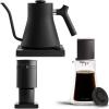 Fellow Matte Black Coffee Lover’s Ultimate Bundle Stagg EKG Electric Gooseneck Kettle, Stagg [XF] Pour-Over Coffee Maker Set Opus Conical Burr Coffee Grinder