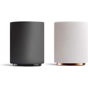 Fellow Monty Milk Art Cups – Double Wall Ceramic Latte Mug, 11 oz – Matte Black & White with Graphite & Copper Base – Set of 2