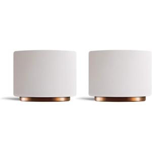 Fellow Monty Milk Art Espresso Cups – Small Double Wall Ceramic Demitasse, Matte White with Copper Base, 3 oz Cup (Set of 2)(Matte White)