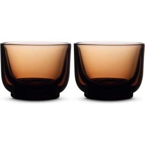 Fellow Pirch Cortado Glasses 4.5 oz Artisanal Cups, Set of 2, Dishwasher Safe Coffee Glasses for Espresso Drinks & Latte Art – Smoke(Amber)