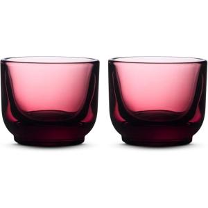 Fellow Pirch Espresso Glasses 3.5 oz Artisanal Cups, Set of 2, Dishwasher Safe Coffee Glasses for Espresso Shots & Latte Art – Amber(Garnet)