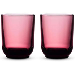 Fellow Pirch Latte Glasses 11 oz Artisanal Cups, Set of 2, Dishwasher Safe Coffee Glasses for Espresso Drinks & Latte Art – Smoke(Garnet)