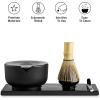 Fellow Matcha Set, Complete Matcha Tea Kit with Ceramic Bowl, Bamboo Whisk & Stand, Stainless Steel Spoon, Sifter, & Tea Tray, Matte White Set(Matte Black)